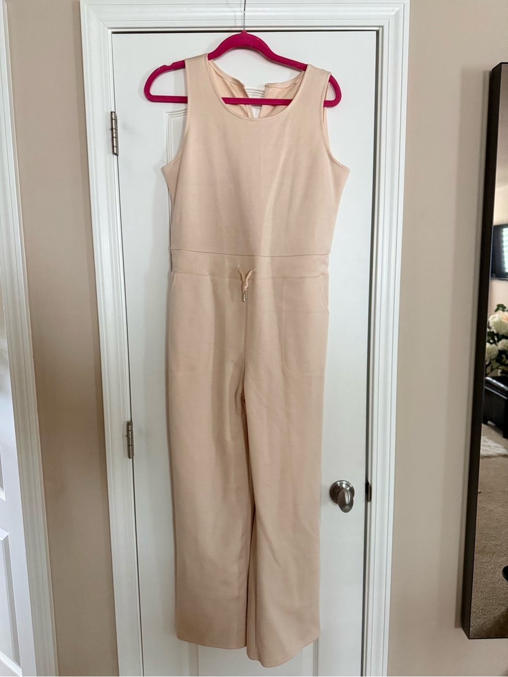 Sleeveless Cream Jumpsuit with Drawstring Waist